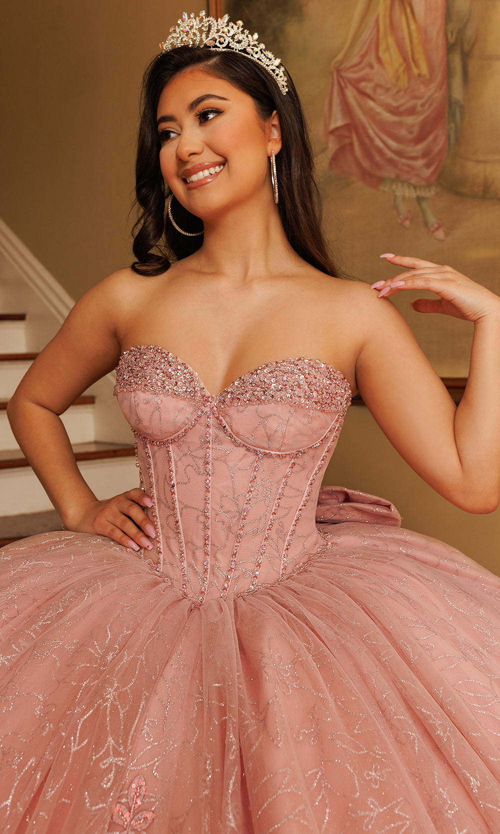 Rachel Allan RQ1195 - Sweetheart Floral Ornate Ballgown with Jacket Quinceanera Dresses in Pink    