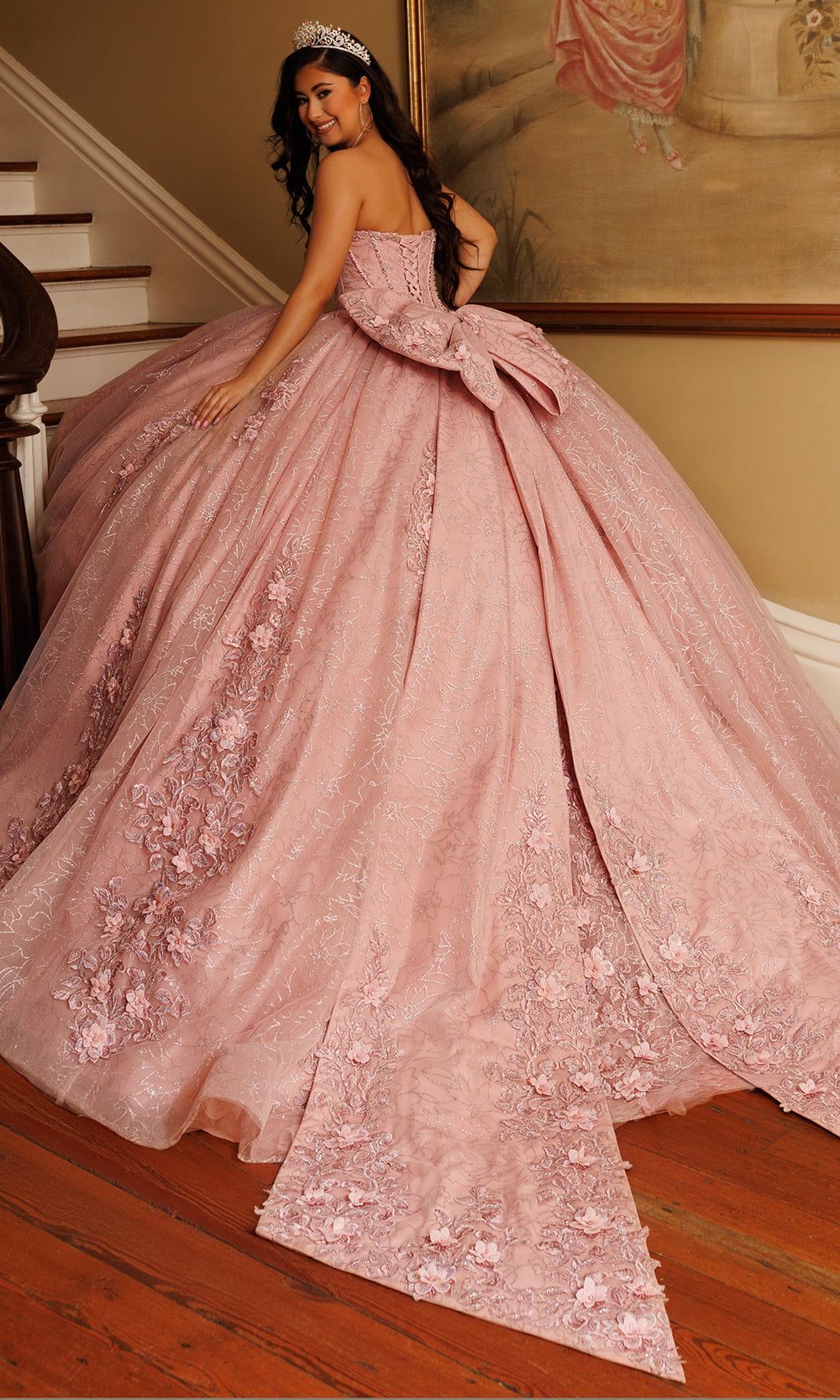 Rachel Allan RQ1195 - Sweetheart Floral Ornate Ballgown with Jacket Quinceanera Dresses in Pink    