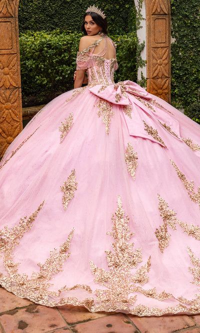 Rachel Allan RQ2225 - Glitter Tulle Strapless Gown with 3D Appliques Quinceanera Dresses