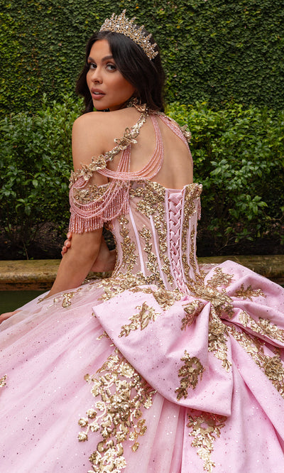 Rachel Allan RQ2225 - Glitter Tulle Strapless Gown with 3D Appliques Quinceanera Dresses