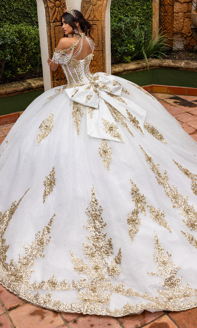 Rachel Allan RQ2225 - Glitter Tulle Strapless Gown with 3D Appliques Quinceanera Dresses