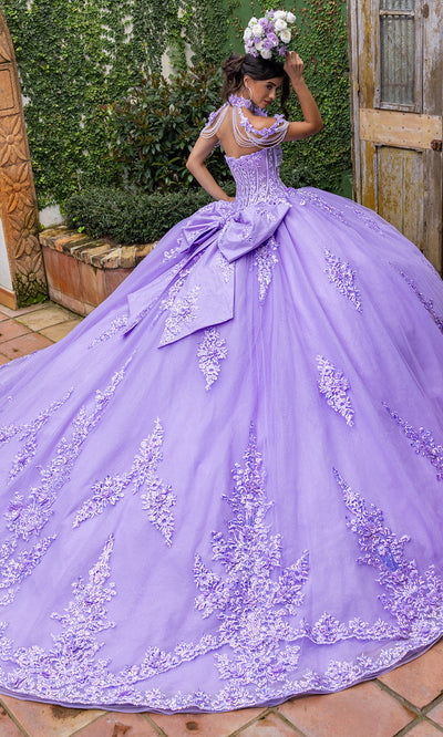 Rachel Allan RQ2225 - Glitter Tulle Strapless Gown with 3D Appliques Quinceanera Dresses