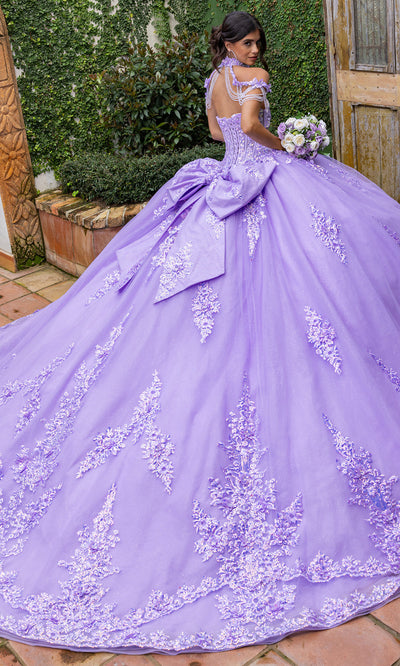 Rachel Allan RQ2225 - Glitter Tulle Strapless Gown with 3D Appliques Quinceanera Dresses