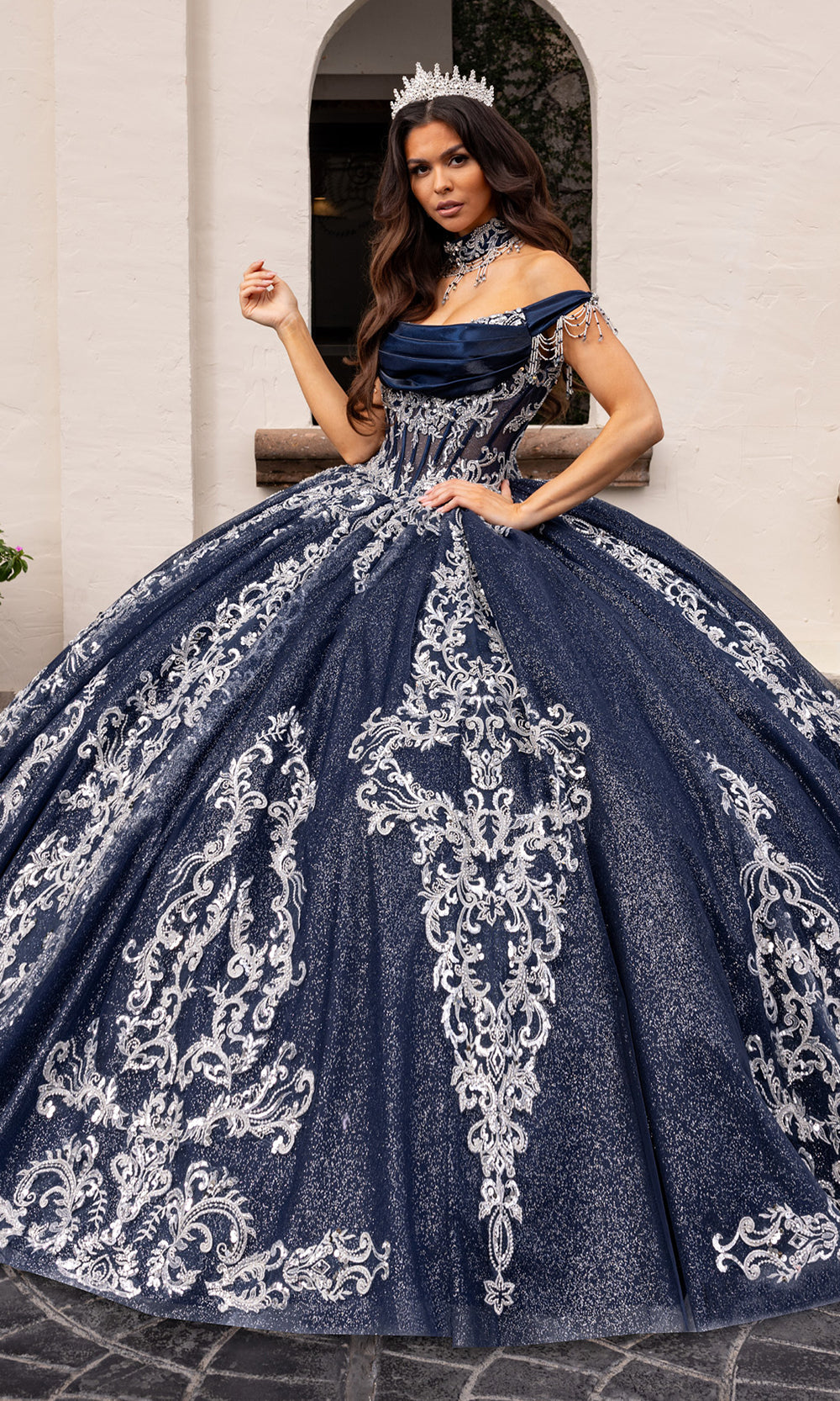 Rachel Allan RQ2230 - Cowl Neck Satin Corset Ballgown Quinceanera Dresses