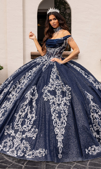 Rachel Allan RQ2230 - Cowl Neck Satin Corset Ballgown Quinceanera Dresses