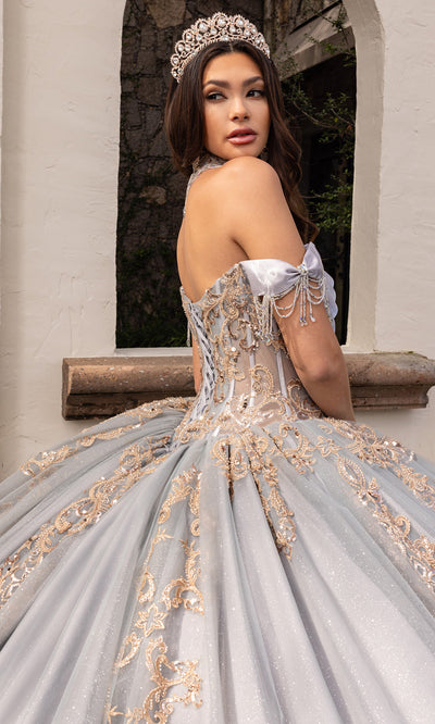 Rachel Allan RQ2230 - Cowl Neck Satin Corset Ballgown Quinceanera Dresses