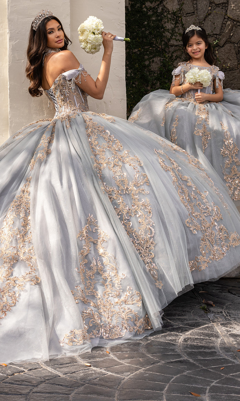 Rachel Allan RQ2230 - Cowl Neck Satin Corset Ballgown Quinceanera Dresses