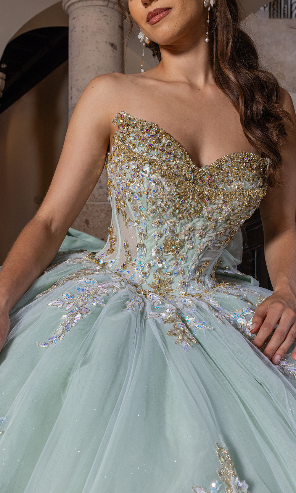 Rachel Allan RQ2240 - Off Shoulder Quinceanera Gown Quinceanera Dresses in Sage