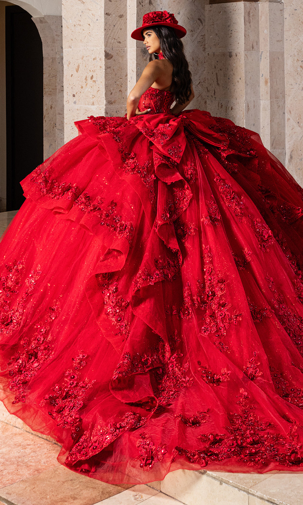 Rachel Allan RQ2241 - Couture Quinceanera Ball Gown Quinceanera Dresses in Deep Red