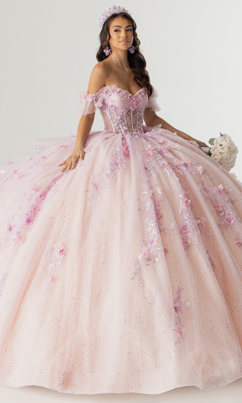 Rachel Allan RQ2242 - Off Shoulder Quinceanera Gown Quinceanera Dresses in Lilac Blush