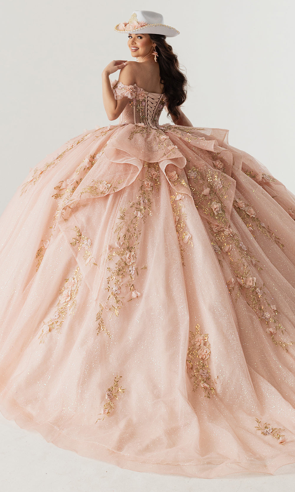 Rachel Allan RQ2242 - Off Shoulder Quinceanera Gown Quinceanera Dresses in Rose Pink