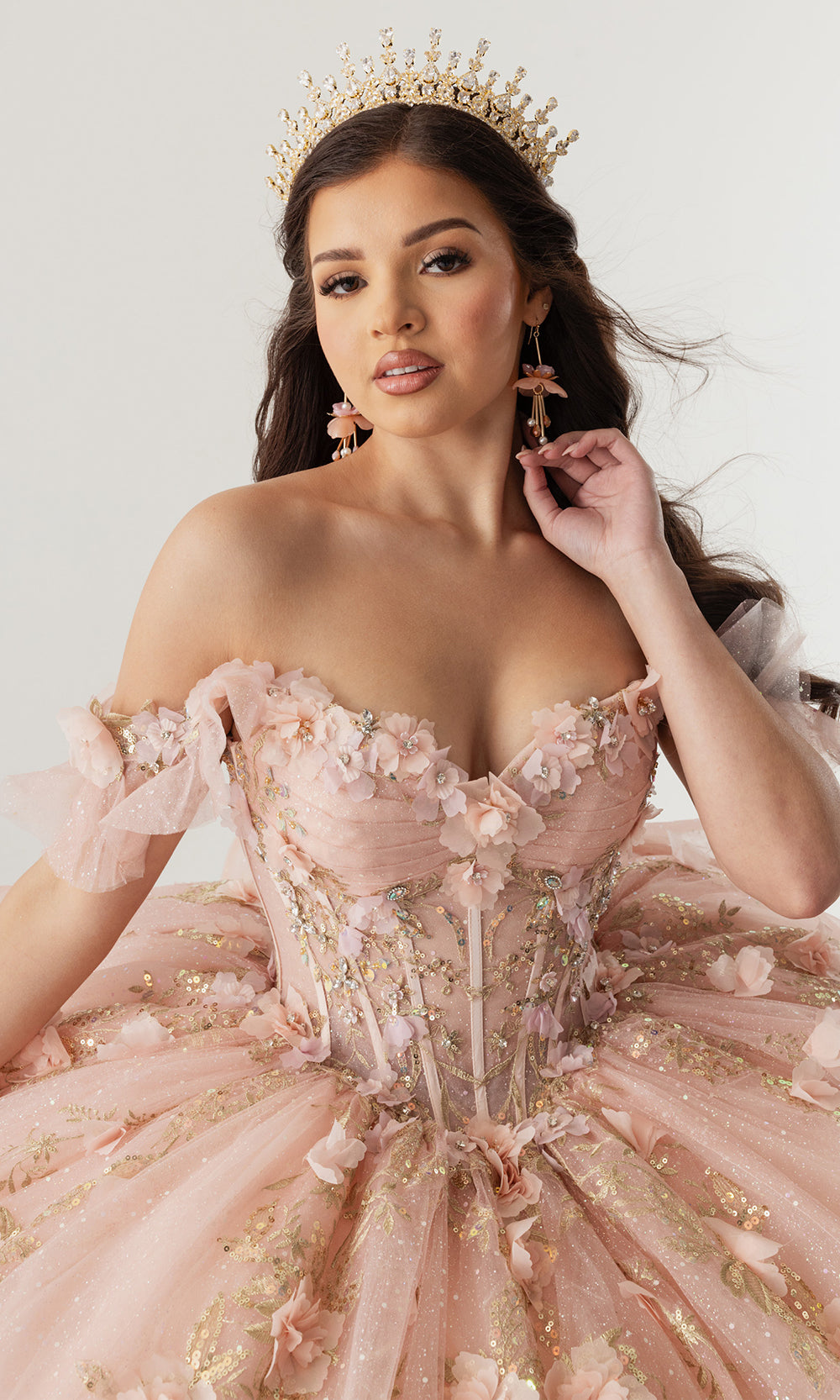 Rachel Allan RQ2242 - Off Shoulder Quinceanera Gown Quinceanera Dresses in Rose Pink