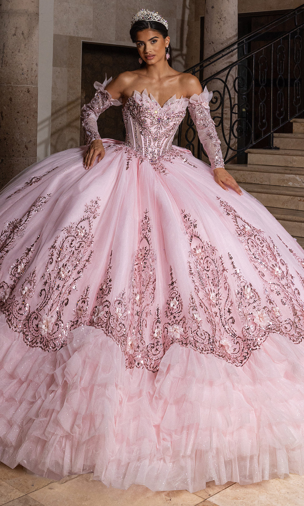 Rachel Allan RQ2243 - Couture Quinceanera Gown Quinceanera Dresses in Light Pink