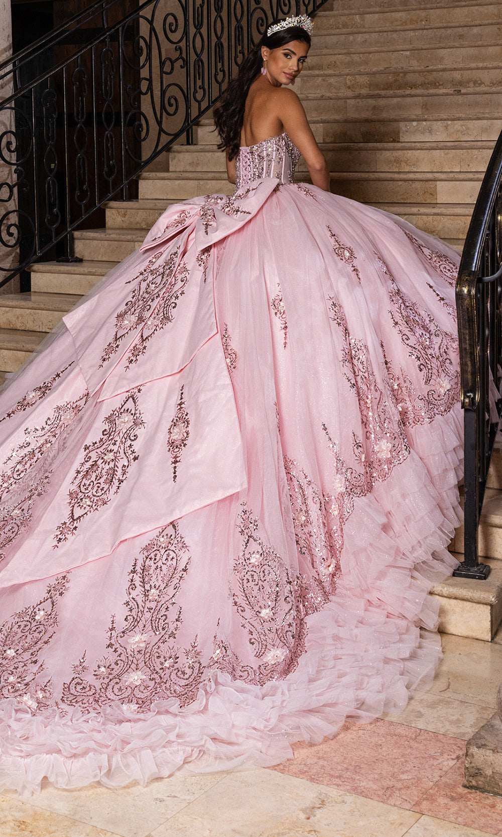 Rachel Allan RQ2243 - Couture Quinceanera Gown Quinceanera Dresses in Light Pink