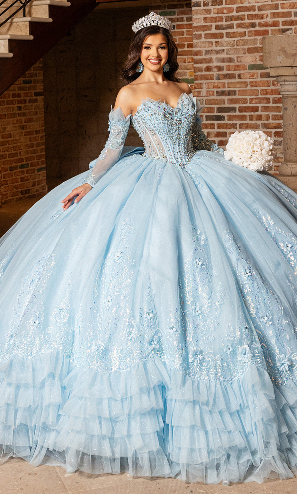 Rachel Allan RQ2243 - Couture Quinceanera Gown Quinceanera Dresses in Light Blue