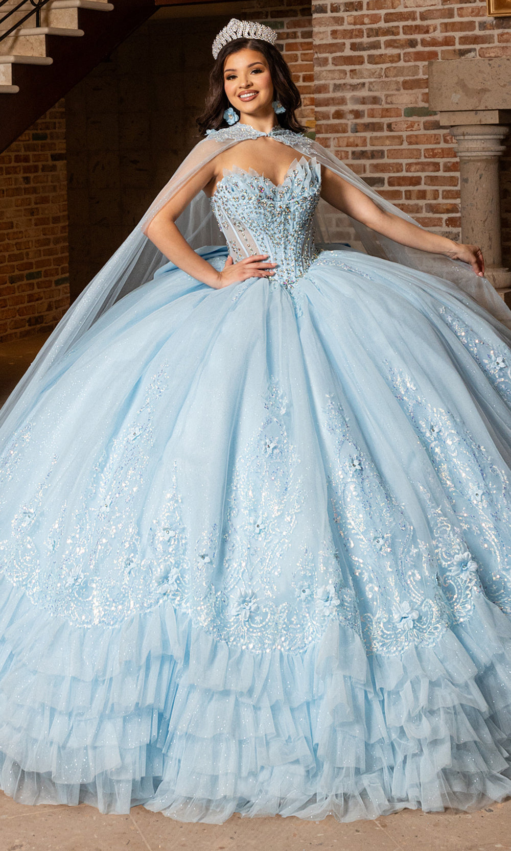 Rachel Allan RQ2243 - Couture Quinceanera Gown Quinceanera Dresses in Light Blue