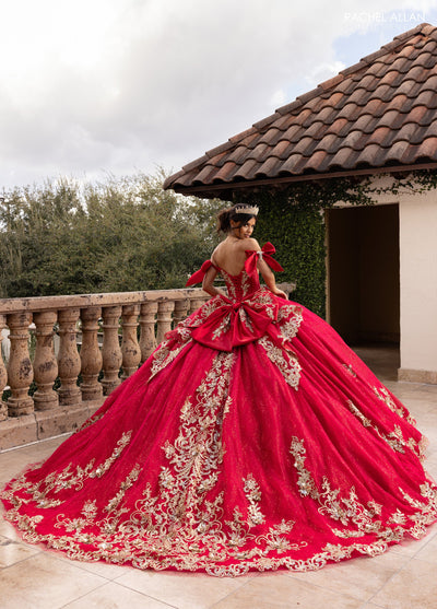 Rachel Allan RQ3155 - Bow Accented Sleeve Embroidered Ballgown Quinceanera Dresses