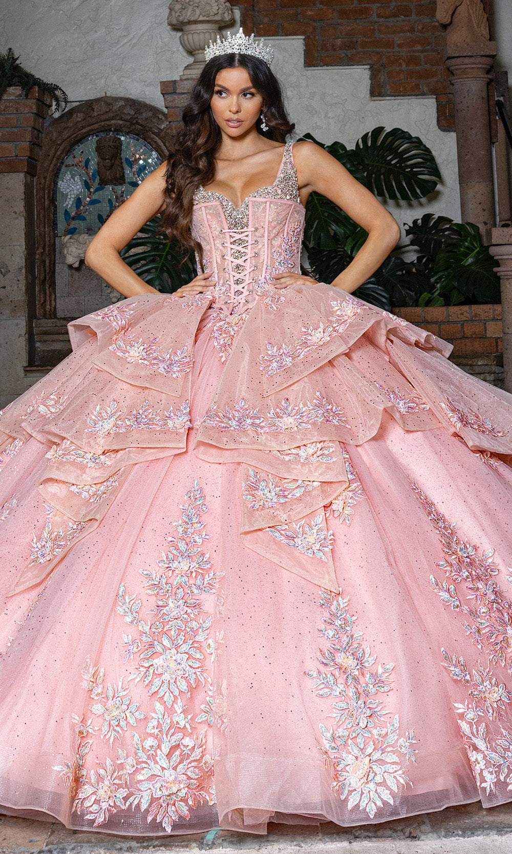 Rachel Allan RQ3158 - Layered Embroidered Sleeveless Gown Quinceanera Dresses