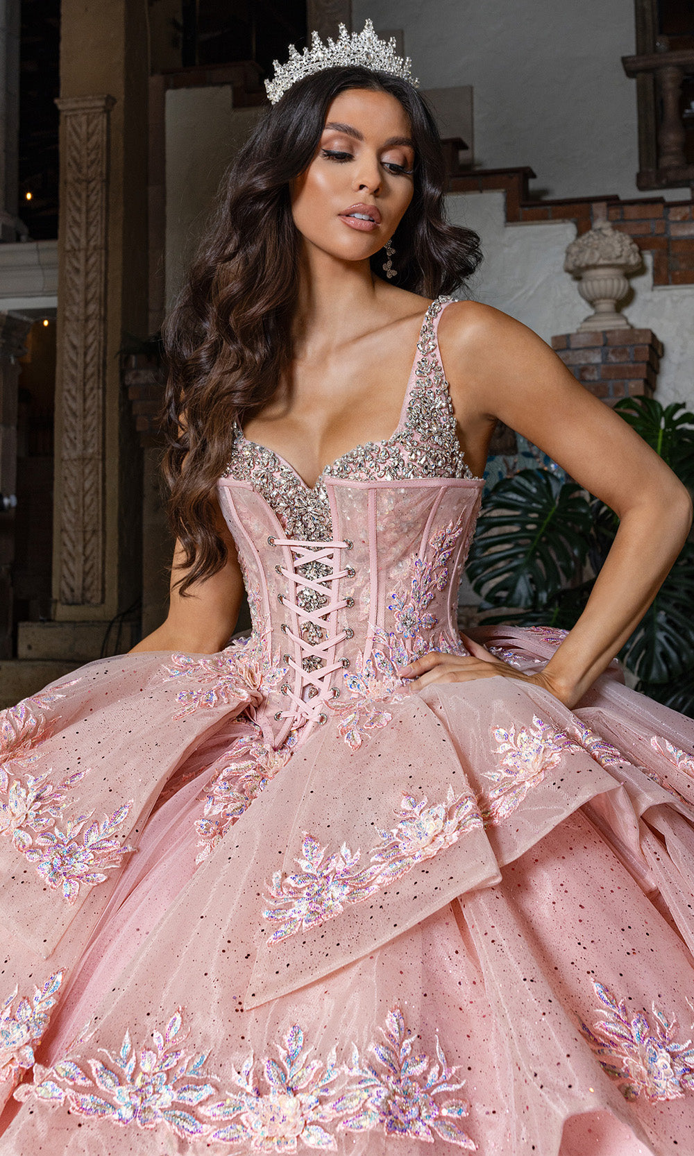 Rachel Allan RQ3158 - Layered Embroidered Sleeveless Gown Quinceanera Dresses