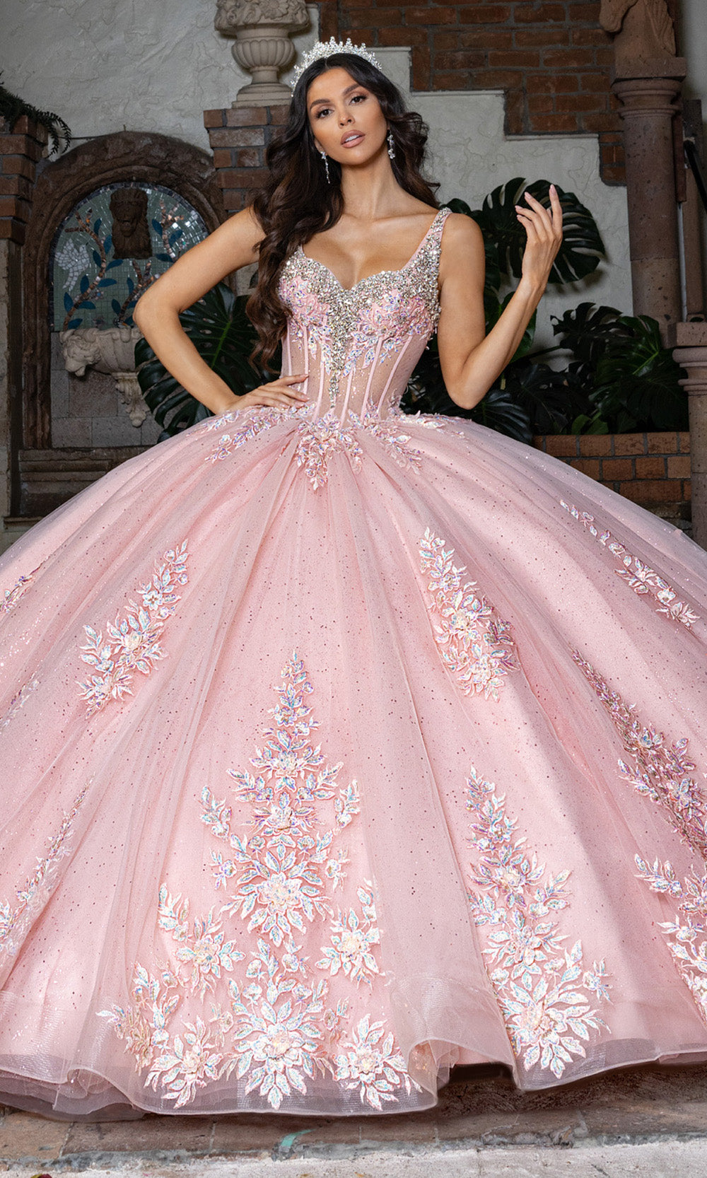 Rachel Allan RQ3158 - Layered Embroidered Sleeveless Gown Quinceanera Dresses