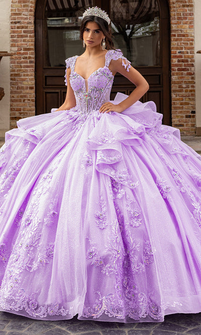 Rachel Allan RQ3163 - Strapless Corset Quince Gown with Floral Bow Quinceanera Dresses