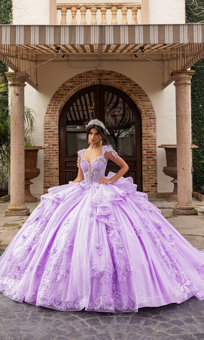 Rachel Allan RQ3163 - Strapless Corset Quince Gown with Floral Bow Quinceanera Dresses
