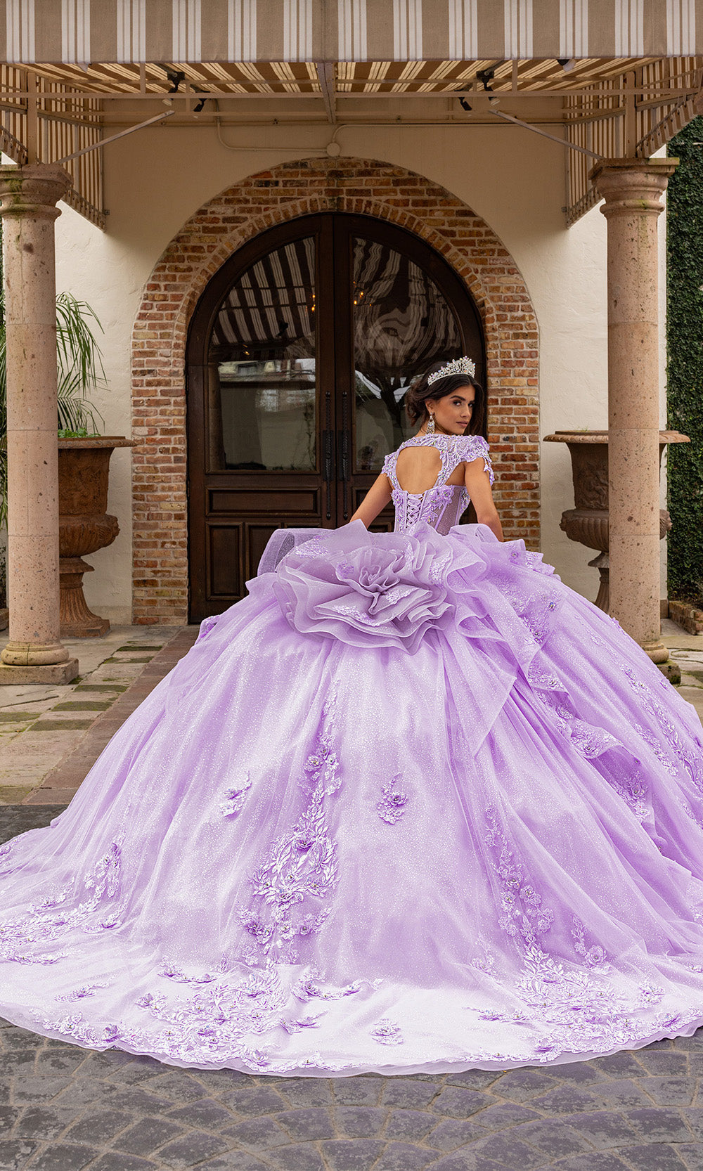 Rachel Allan RQ3163 - Strapless Corset Quince Gown with Floral Bow Quinceanera Dresses