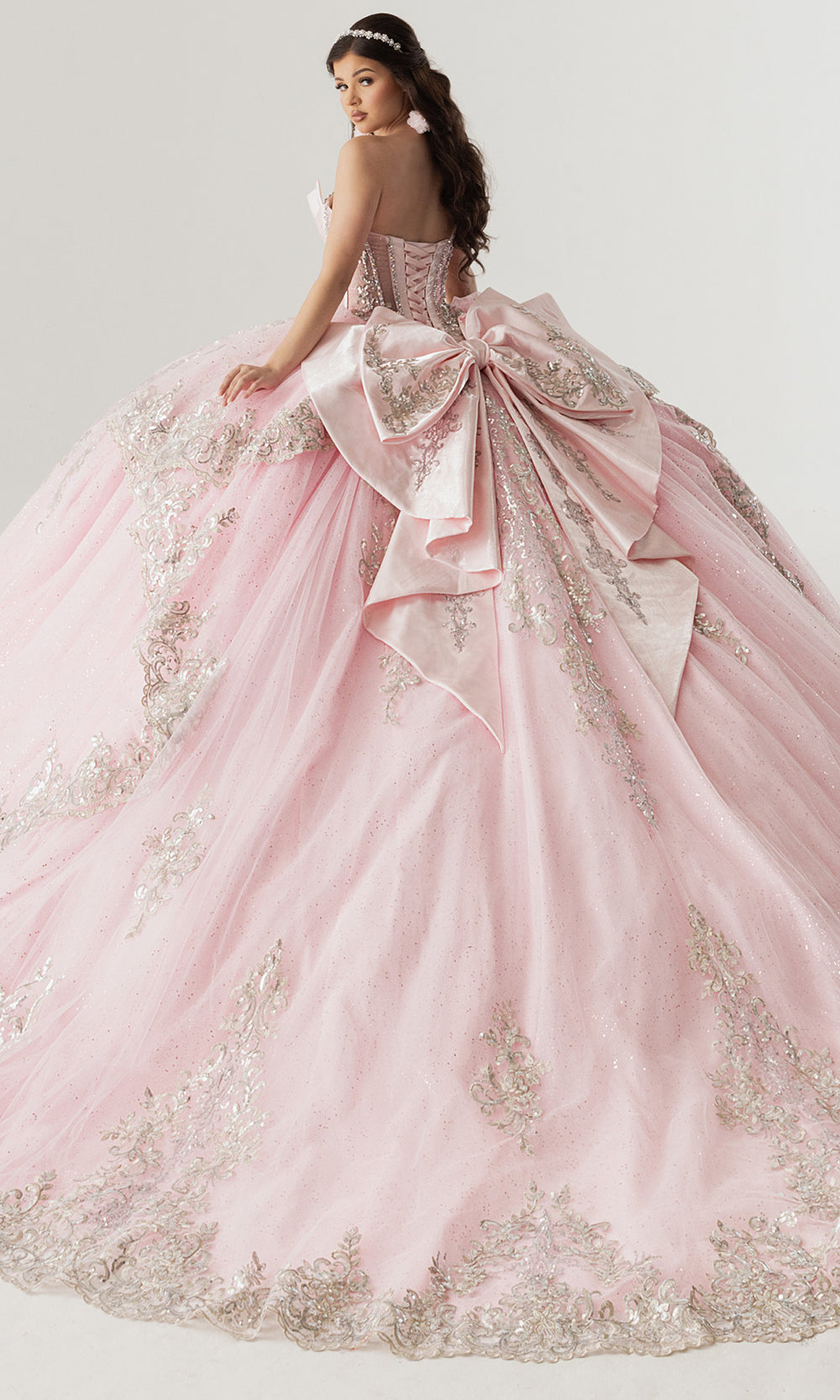 Rachel Allan RQ3172 - Illusion Neckline Quinceanera Dress Quinceanera Dresses in Pink Silver