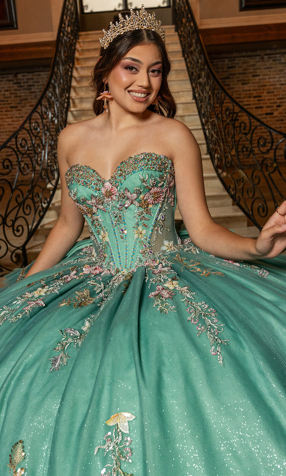 Rachel Allan RQ3174 - Beaded Corset Quinceanera Dress Quinceanera Dresses in Light Jade