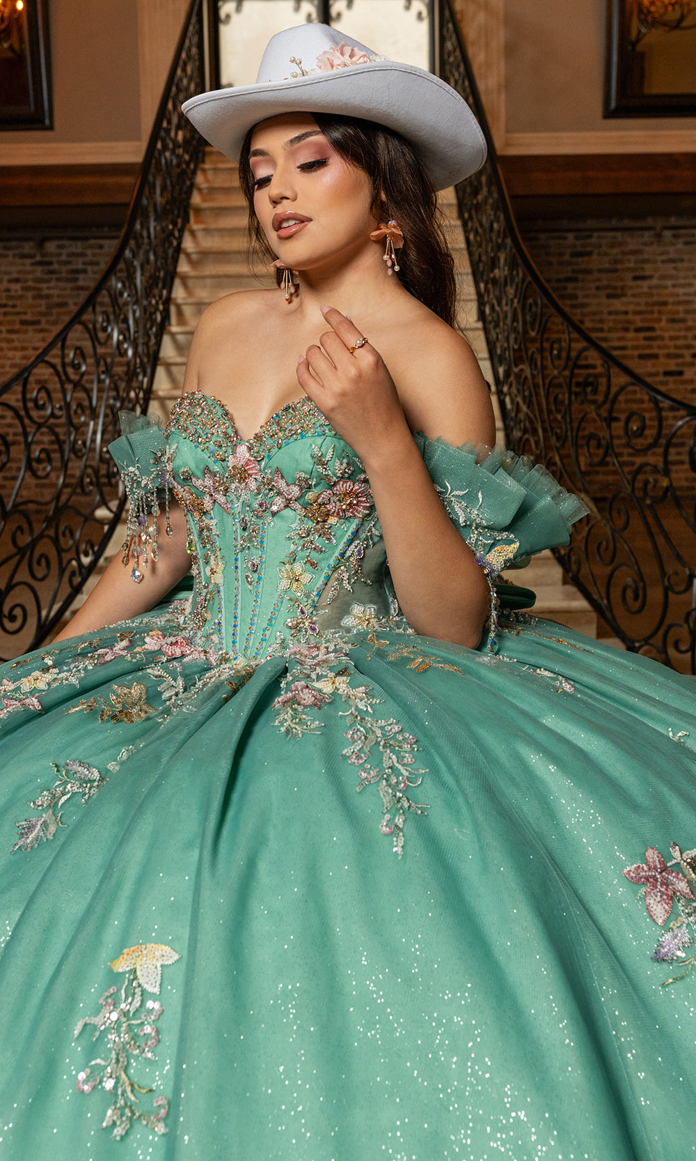 Rachel Allan RQ3174 - Beaded Corset Quinceanera Dress Quinceanera Dresses in Light Jade