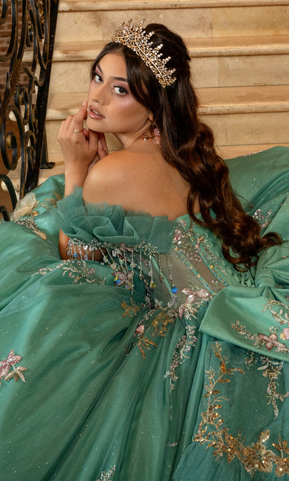 Rachel Allan RQ3174 - Beaded Corset Quinceanera Dress Quinceanera Dresses in Light Jade