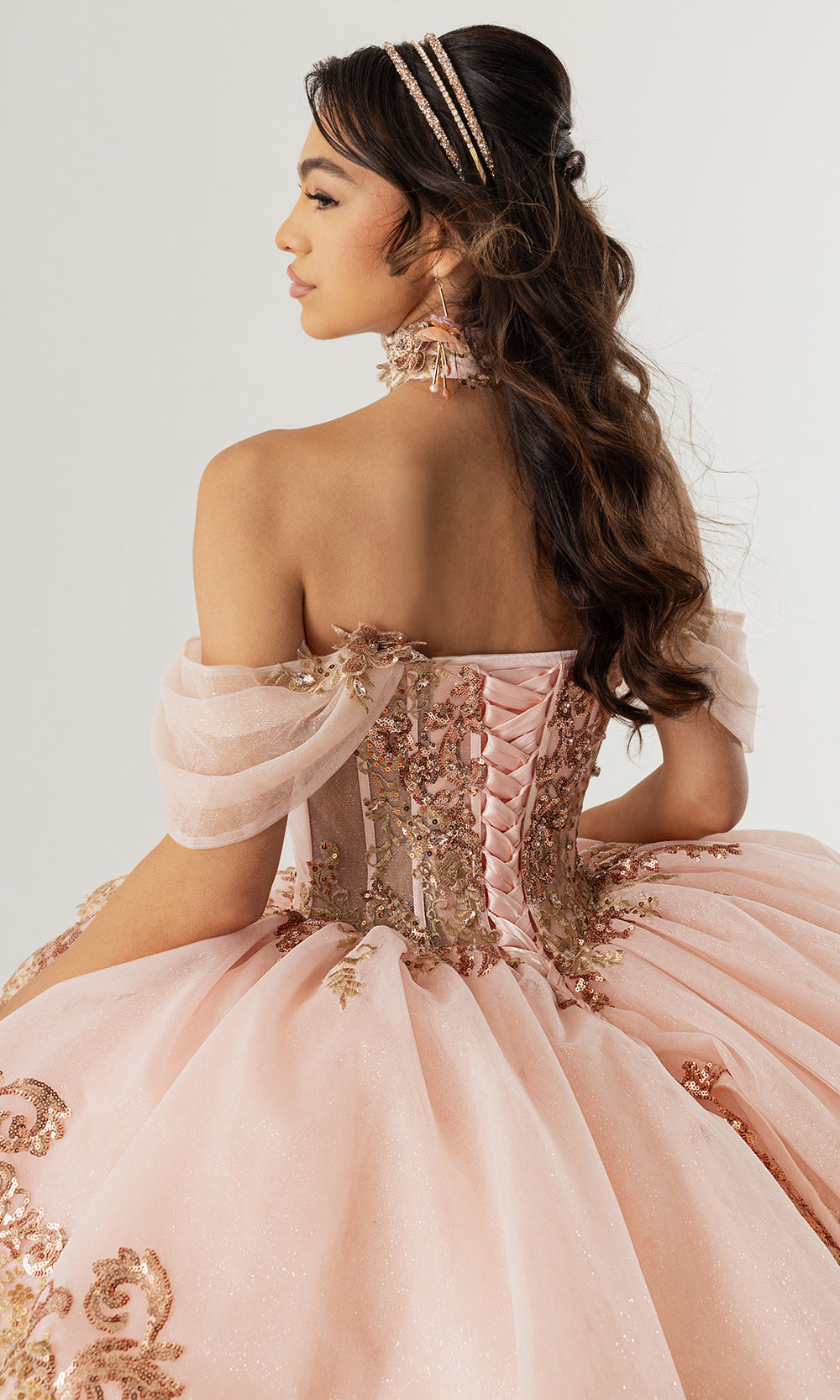 Rachel Allan RQ3175 - Off Shoulder Quinceanera Dress Quinceanera Dresses in Blush Gold