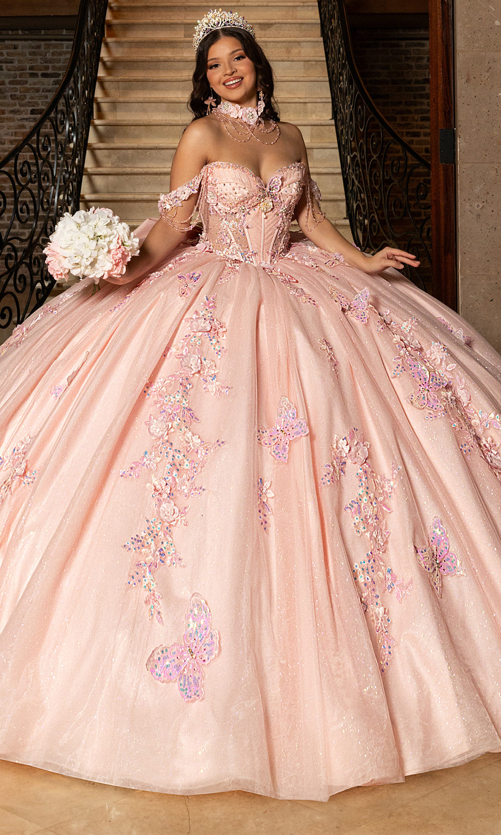 Rachel Allan RQ3176 - Off Shoulder Quinceanera Dress Quinceanera Dresses in Blush