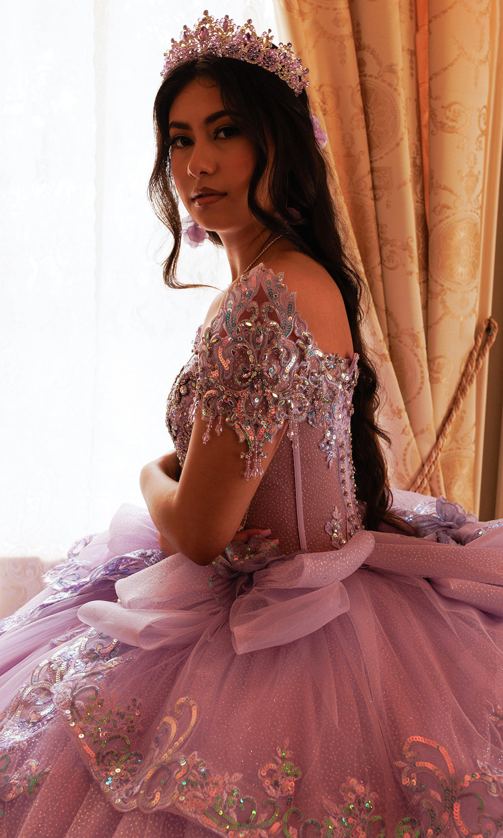 Rachel Allan RQ3182 - Jeweled Bodice Sweetheart Layered Gown Quinceanera Dresses in Purple    
