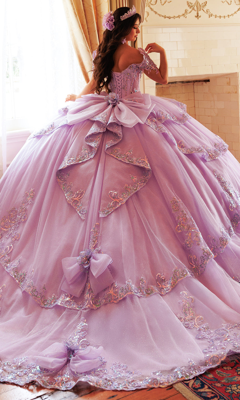 Rachel Allan RQ3182 - Jeweled Bodice Sweetheart Layered Gown Quinceanera Dresses in Purple    