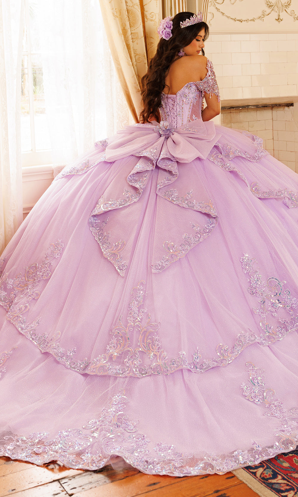 Rachel Allan RQ3182 - Jeweled Bodice Sweetheart Layered Gown Quinceanera Dresses in Purple    