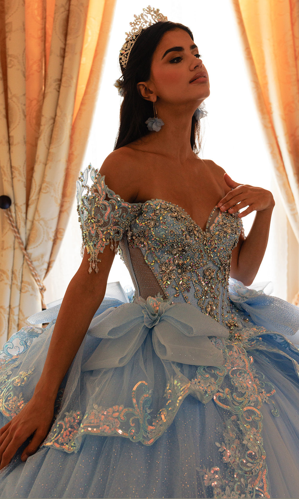 Rachel Allan RQ3182 - Jeweled Bodice Sweetheart Layered Gown Quinceanera Dresses in Blue    