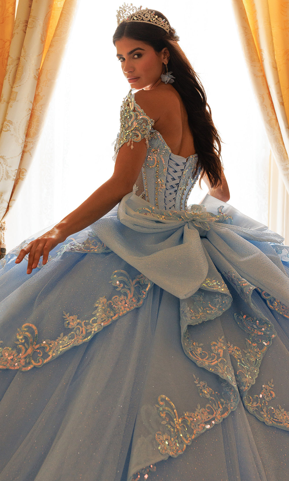 Rachel Allan RQ3182 - Jeweled Bodice Sweetheart Layered Gown Quinceanera Dresses in Blue    