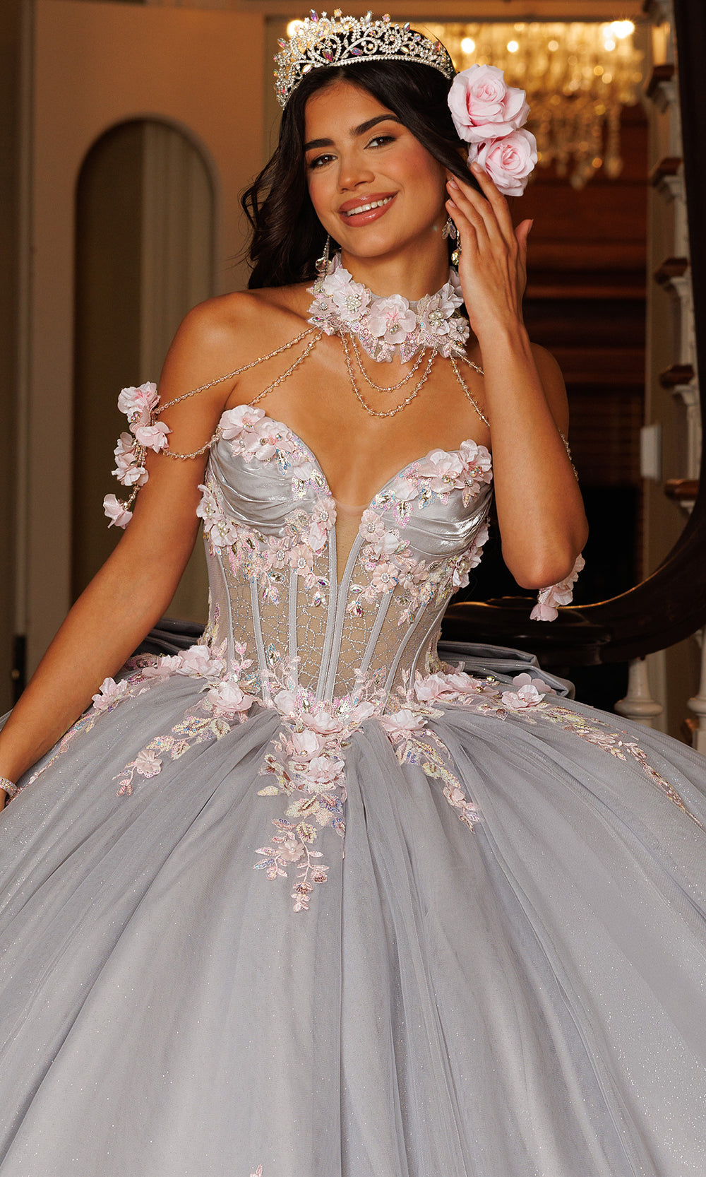 Rachel Allan RQ3184 - Illusion Corset Embellished Tulle Gown Quinceanera Dresses in Pink    
