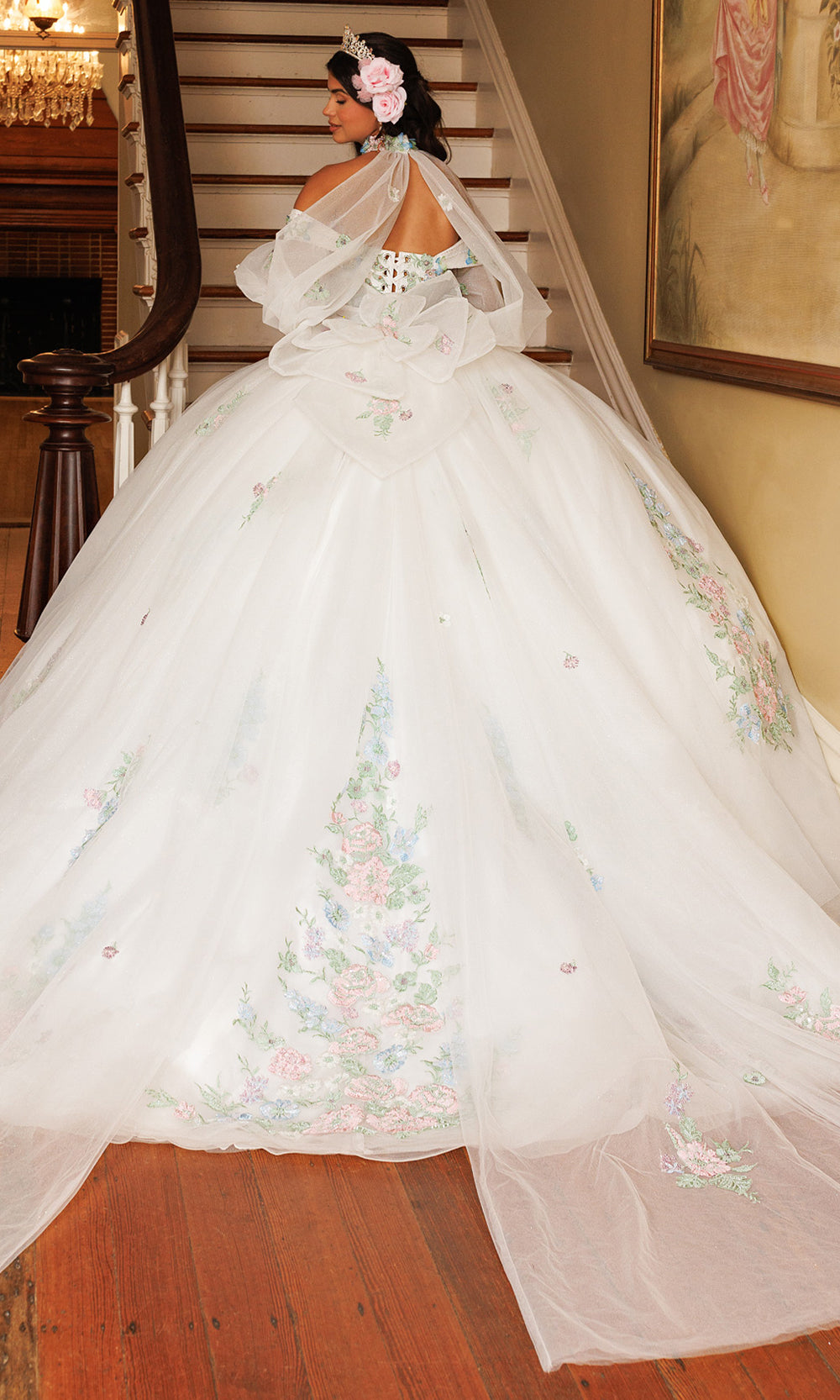 Rachel Allan RQ3186 - Embroidered Floral Sweetheart Ballgown Quinceanera Dresses in White Multi   