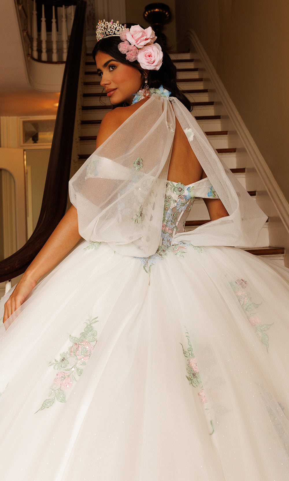 Rachel Allan RQ3186 - Embroidered Floral Sweetheart Ballgown Quinceanera Dresses in White Multi   