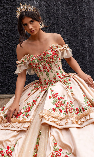 Rachel Allan RQ5015 - Colorful Off Shoulder Embroidered Gown Quinceanera Dresses