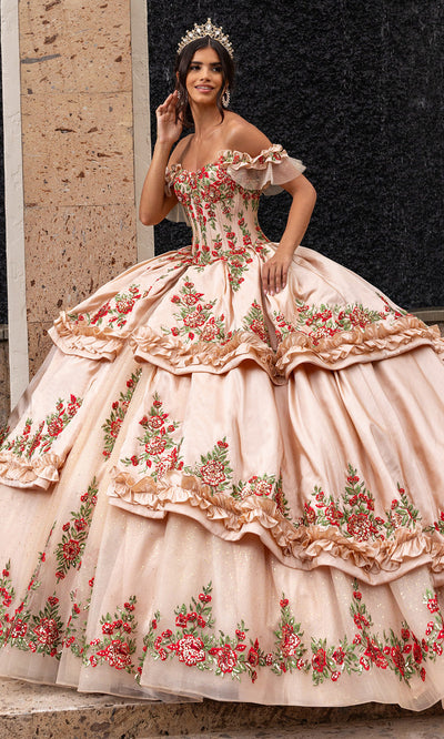Rachel Allan RQ5015 - Colorful Off Shoulder Embroidered Gown Quinceanera Dresses