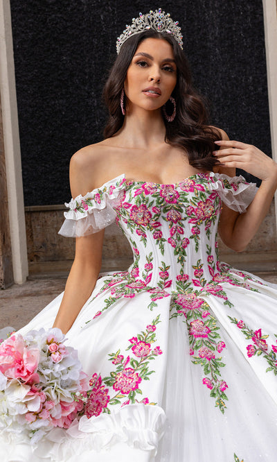 Rachel Allan RQ5015 - Colorful Off Shoulder Embroidered Gown Quinceanera Dresses