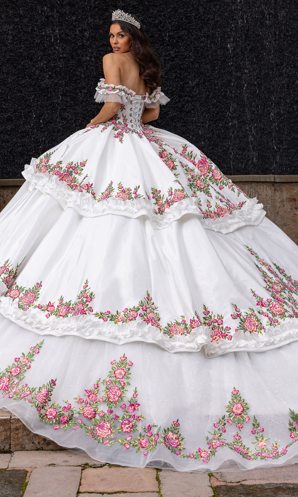 Rachel Allan RQ5015 - Colorful Off Shoulder Embroidered Gown Quinceanera Dresses