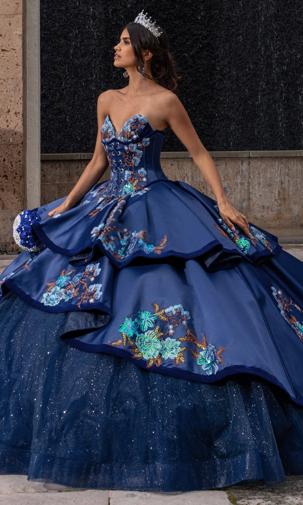 navy blue charro quinceanera dresses Strapless Ball Gown Charro Quinceanera Gowns in Color | Style