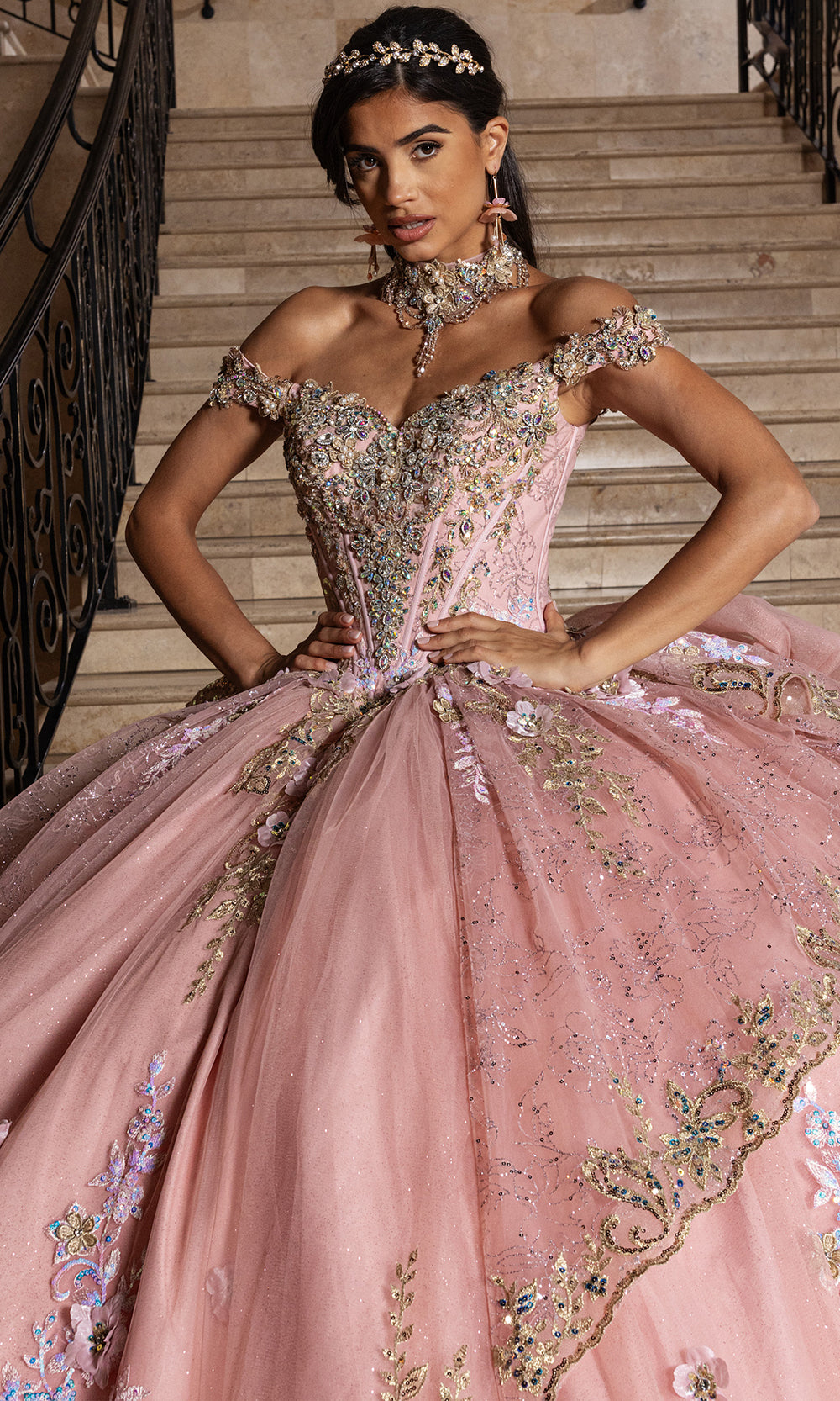 Rachel Allan RQ6010 - Quinceanera Corset Tulle Gown Quinceanera Dresses in Rose Gold
