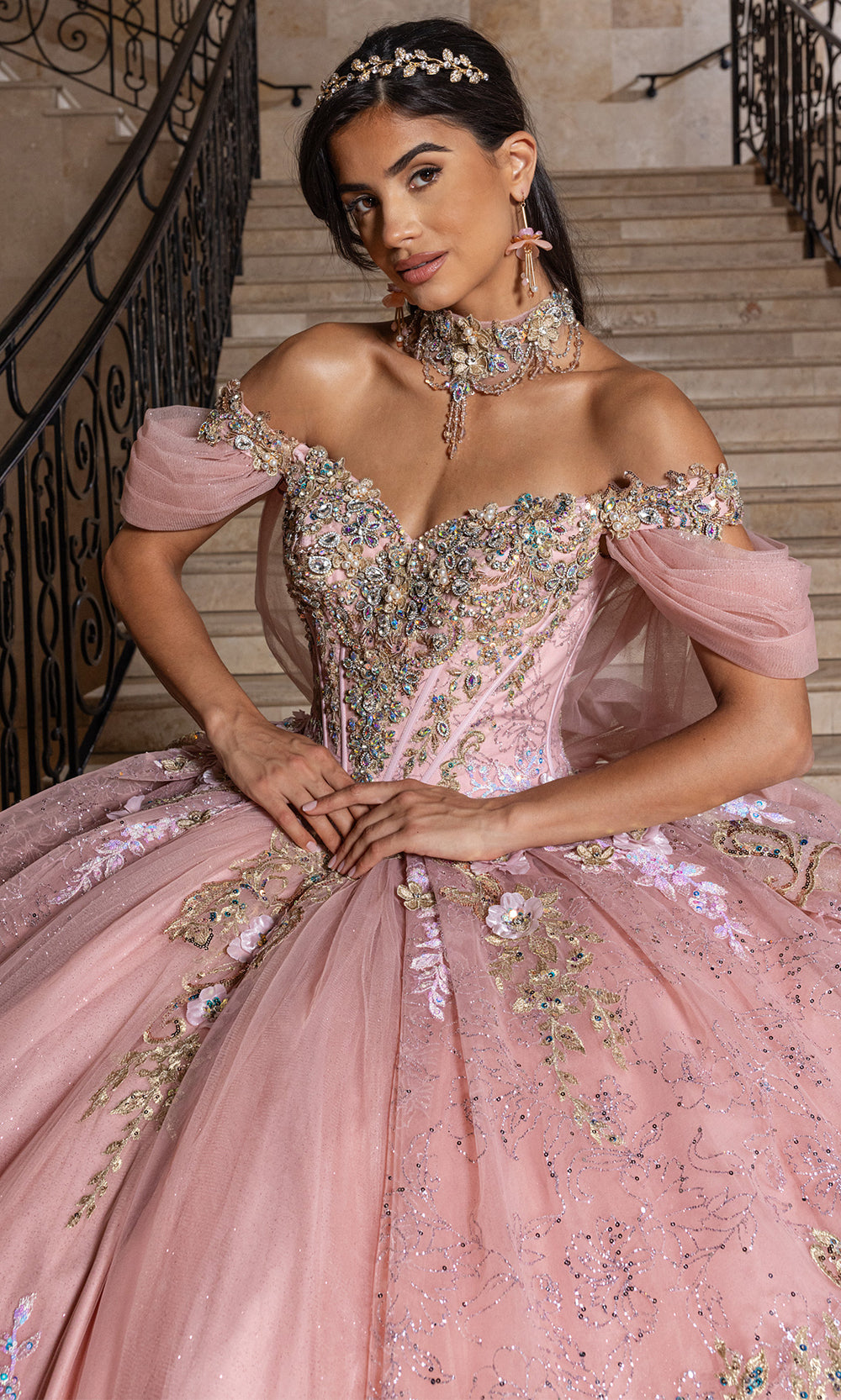 Rachel Allan RQ6010 - Quinceanera Corset Tulle Gown Quinceanera Dresses in Rose Gold