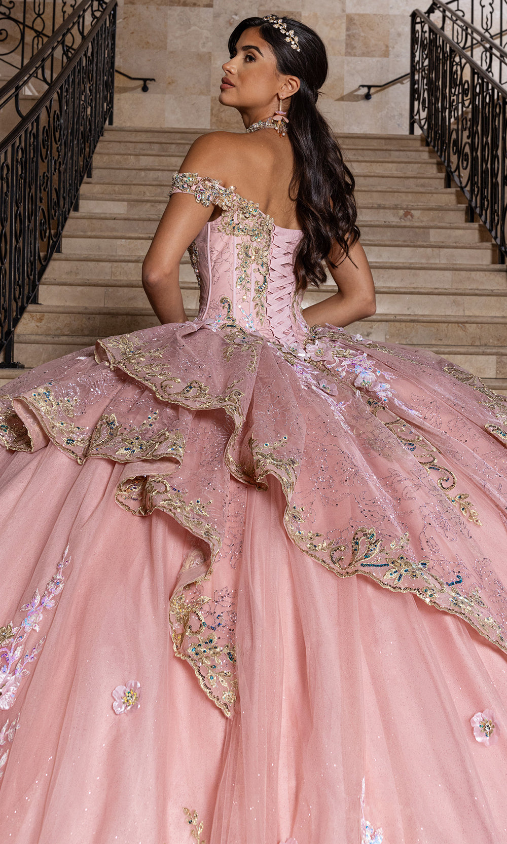 Rachel Allan RQ6010 - Quinceanera Corset Tulle Gown Quinceanera Dresses in Rose Gold