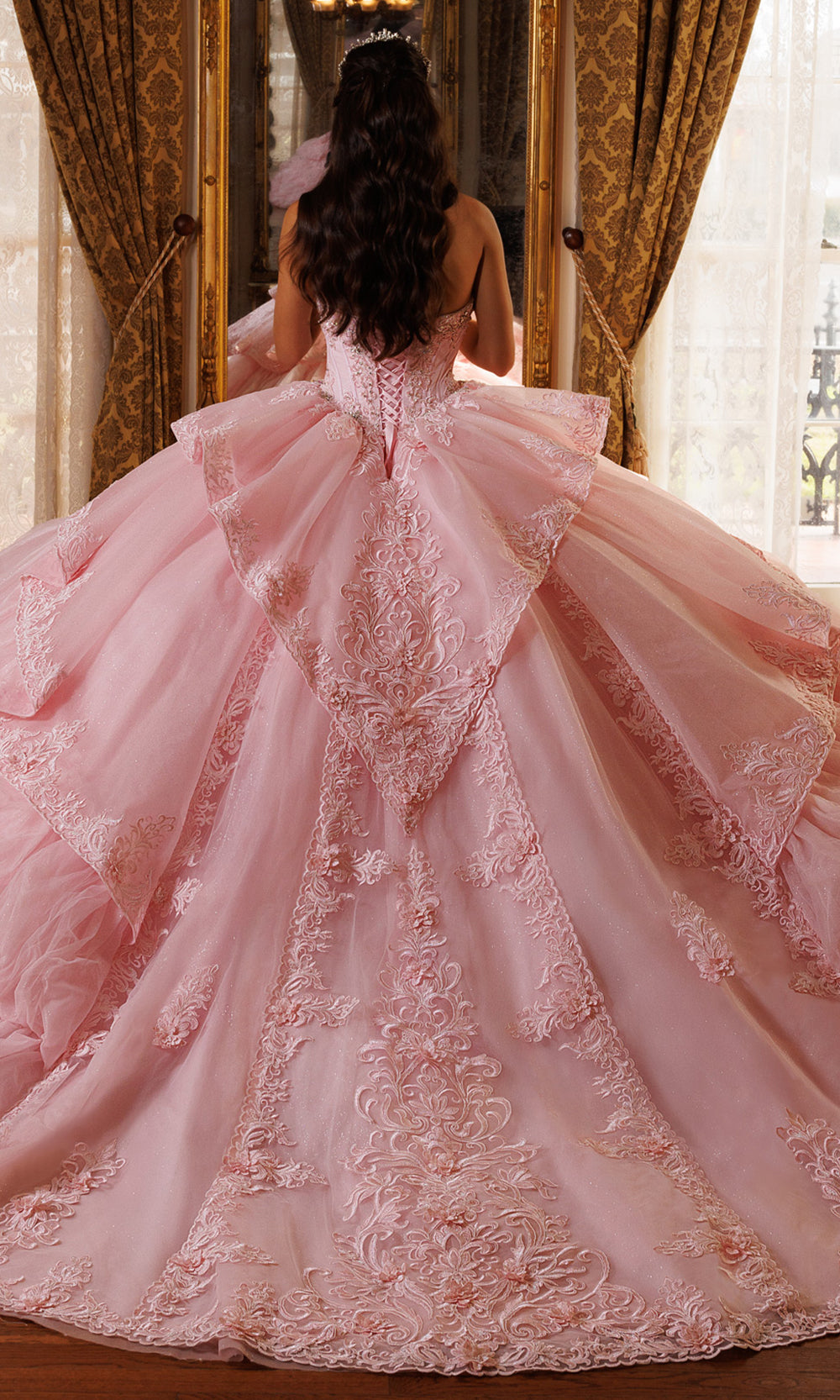 Rachel Allan RQ6025 - Halter Choker Embroidered Tulle Gown Quinceanera Dresses in Pink    